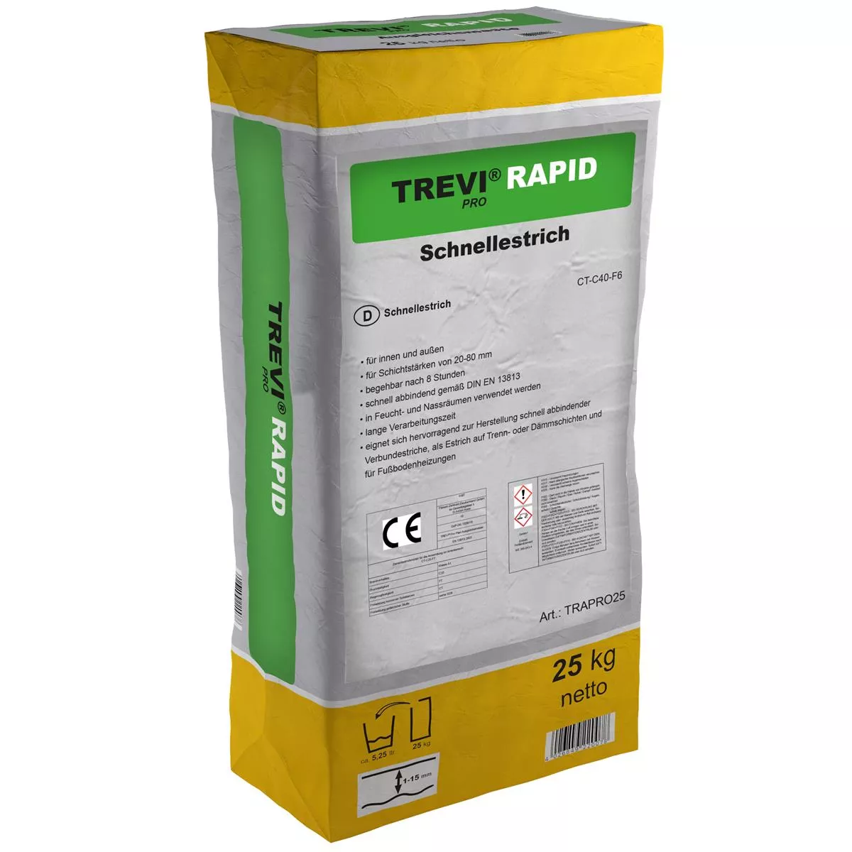 Trevi Pro Rapid nopeasti kovettuva sementtitasoite (25KG)