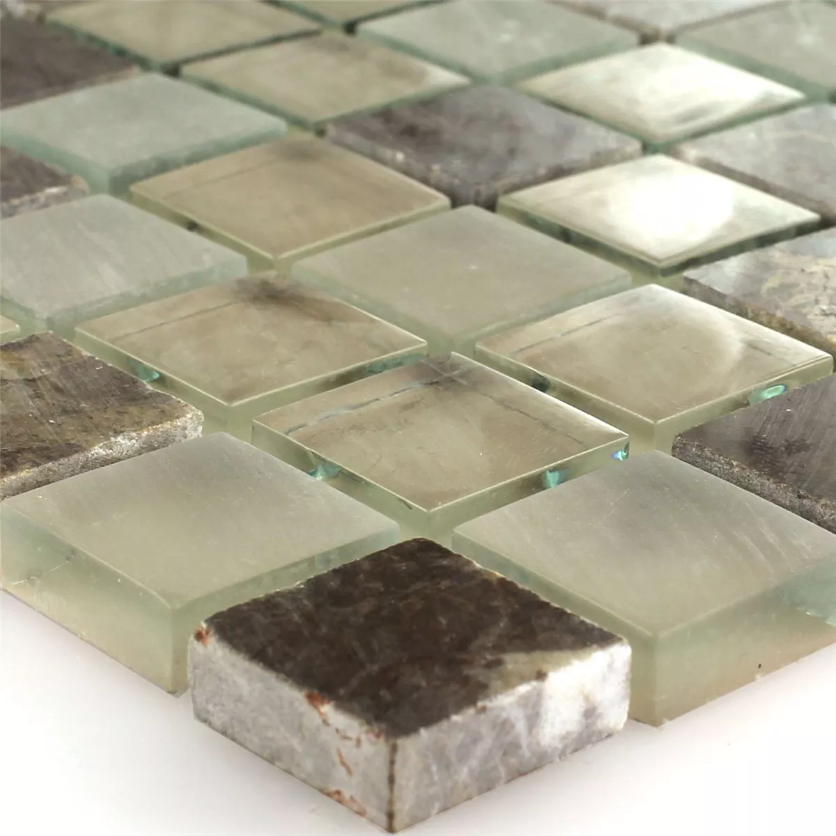 Mosaiikki Laatat Lasi Marmori Quebeck Ruskea 23x23x8mm