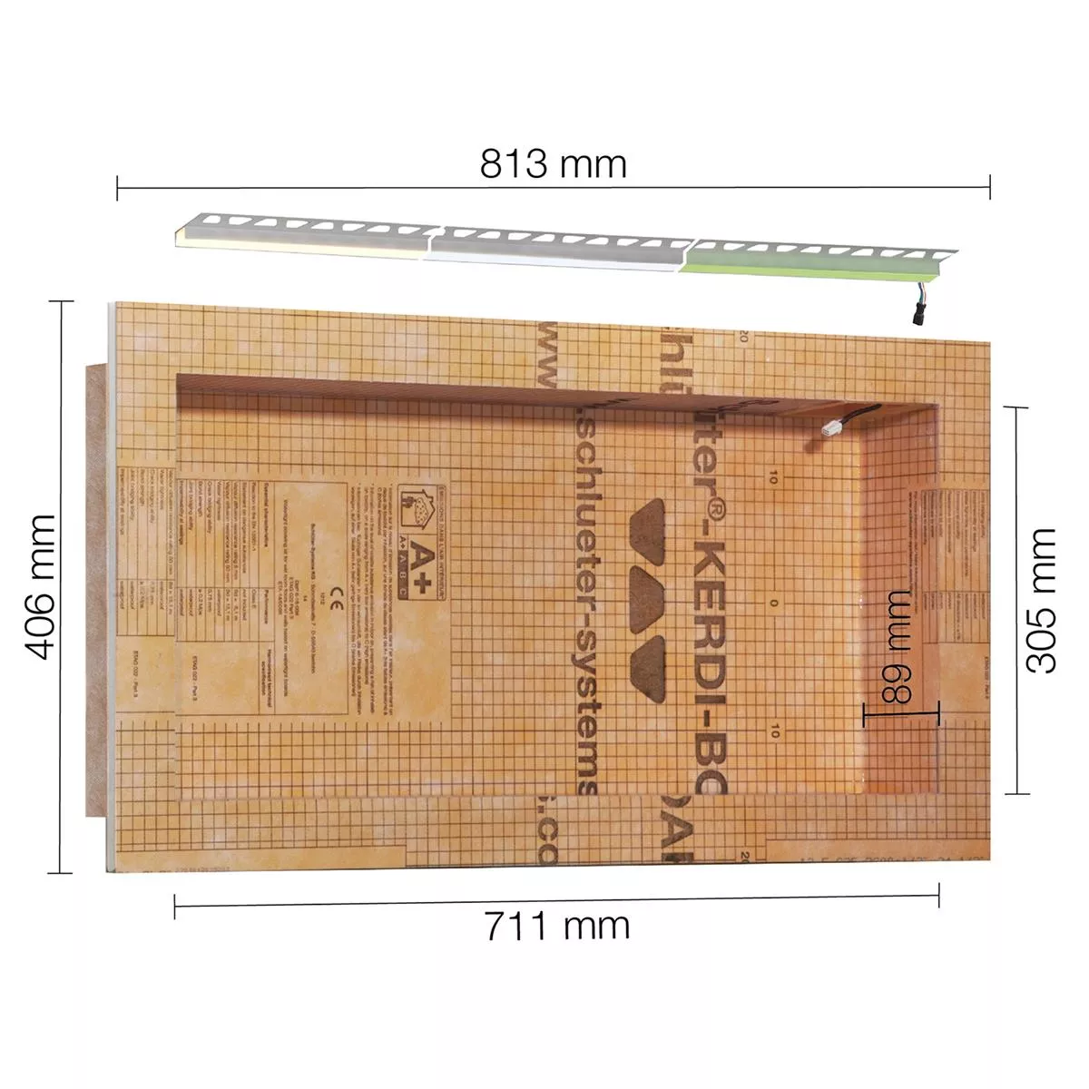 Schlüter NLT-BR syvennyssetti RGB LED -valaistus ohjattavalla 71,1x30,5x8,9 cm Schlüter NLT-BR syvennyssetti RGB LED -valaistus ohjattavalla 71,1x30,5x8,9 cm