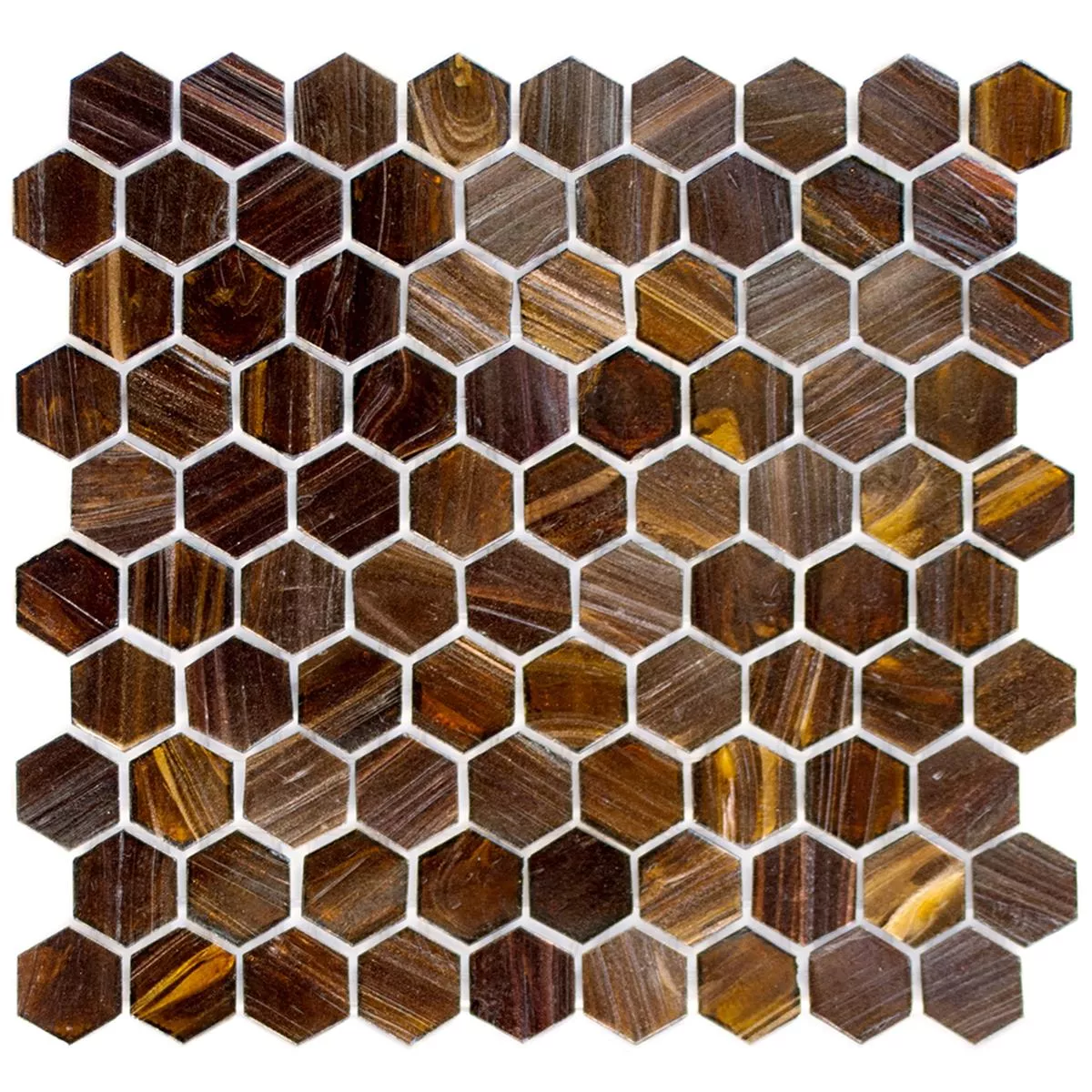 Lasimosaiikki Laatat Trend-Vi Hexagonal 270 Tumman Ruskea