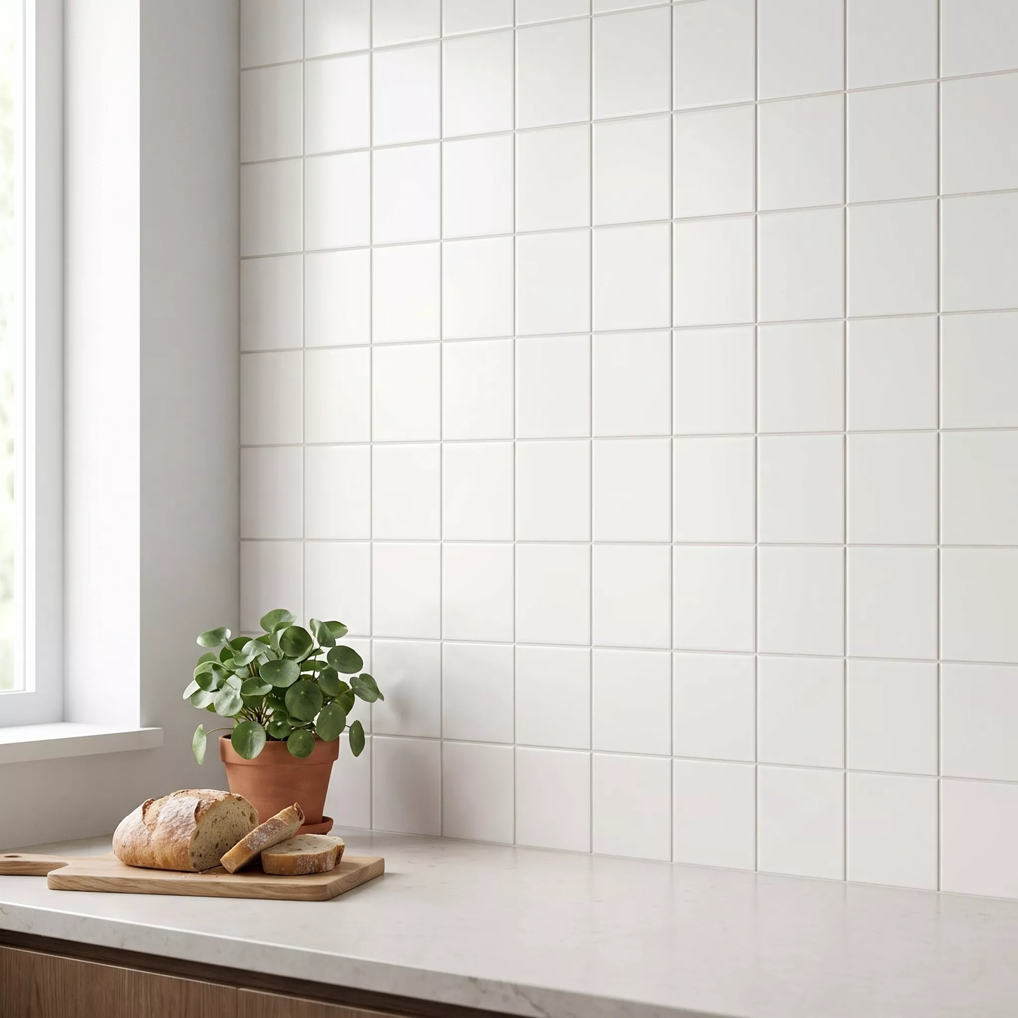 Metro laatta Valkoinen Himmeä 10x10 cm Ilman Fasettia Freyburg Blanco