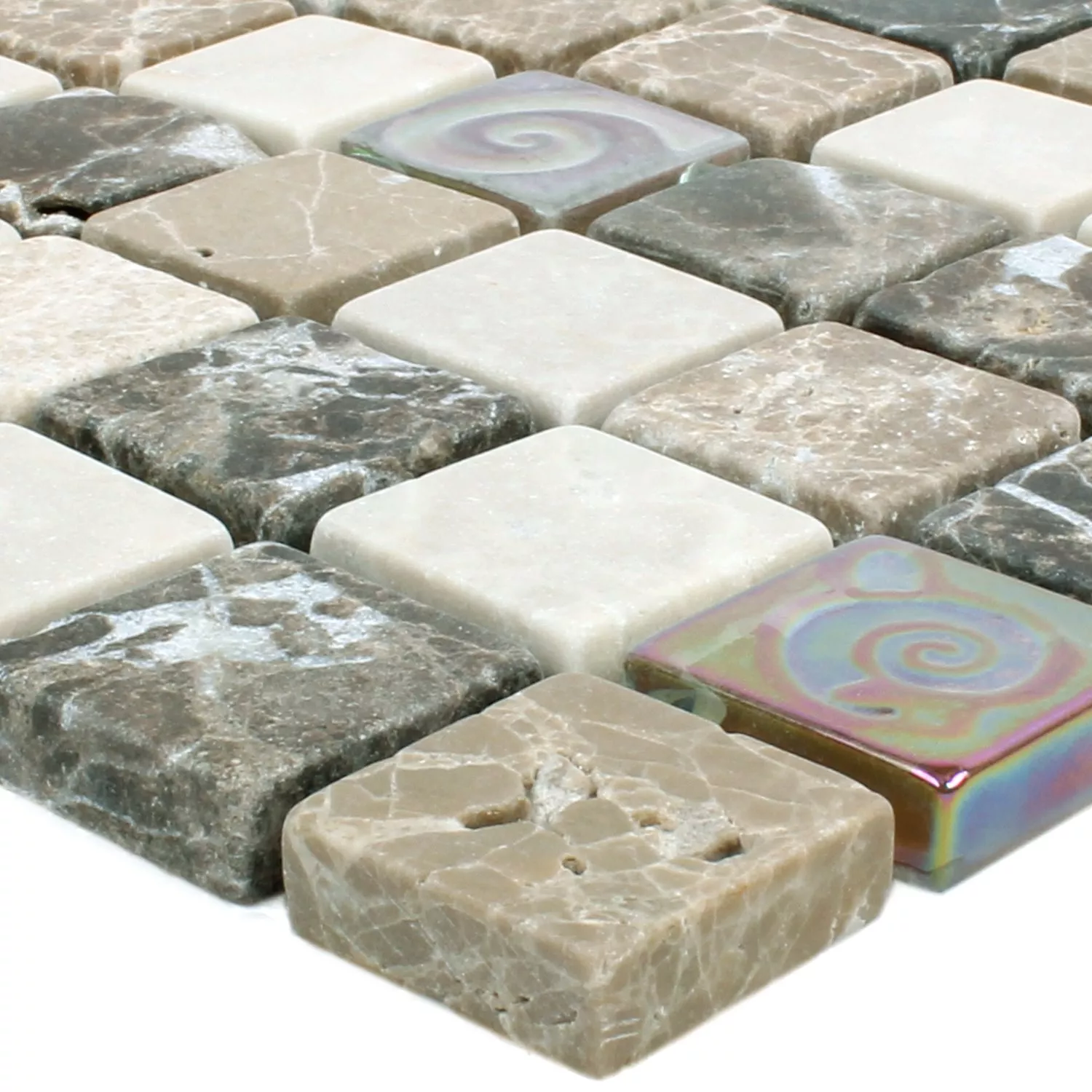 Mosaiikki Laatat Relief Marmori Java Lasi Mix Beige