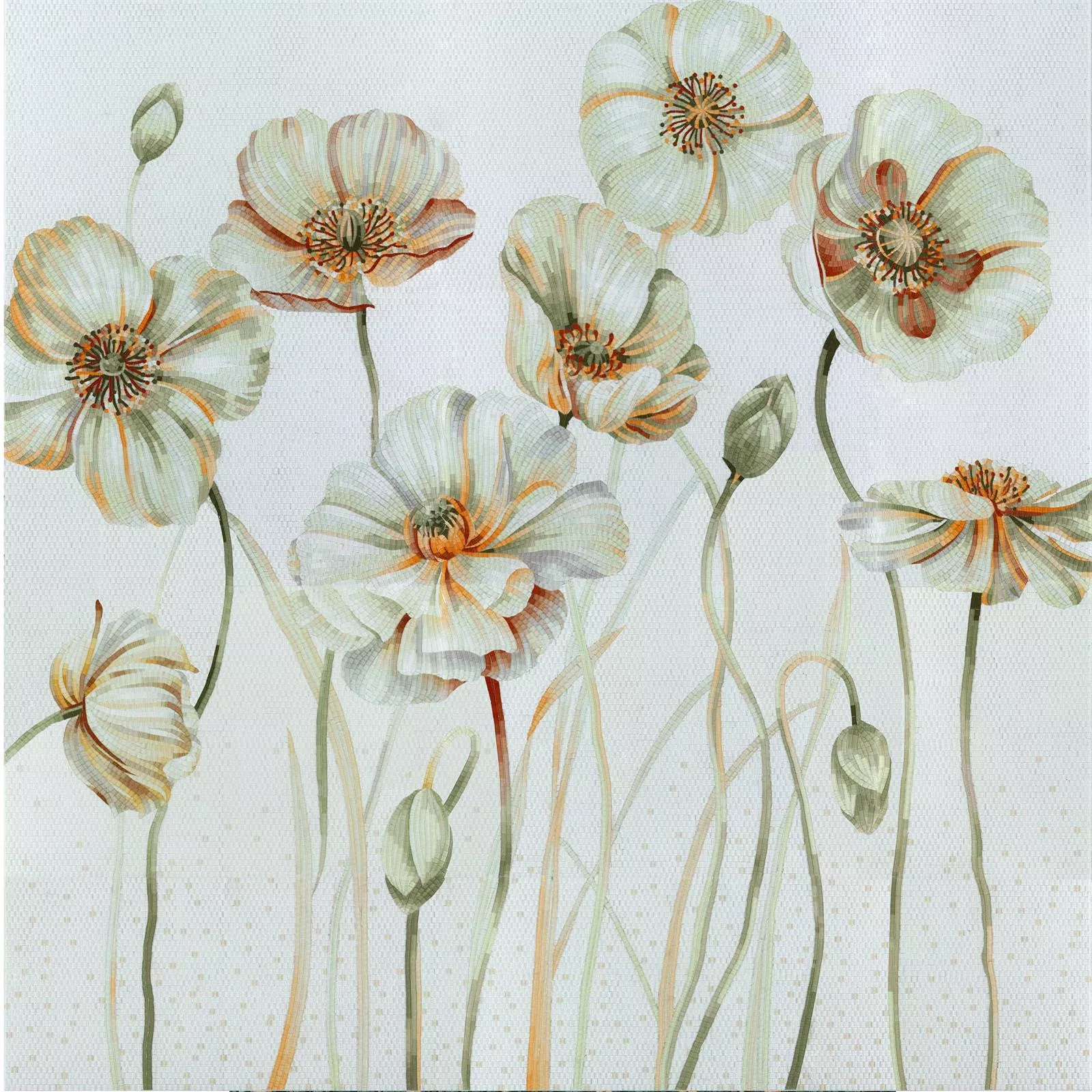 Lasimosaiikki Kuva White Poppy 130x240cm