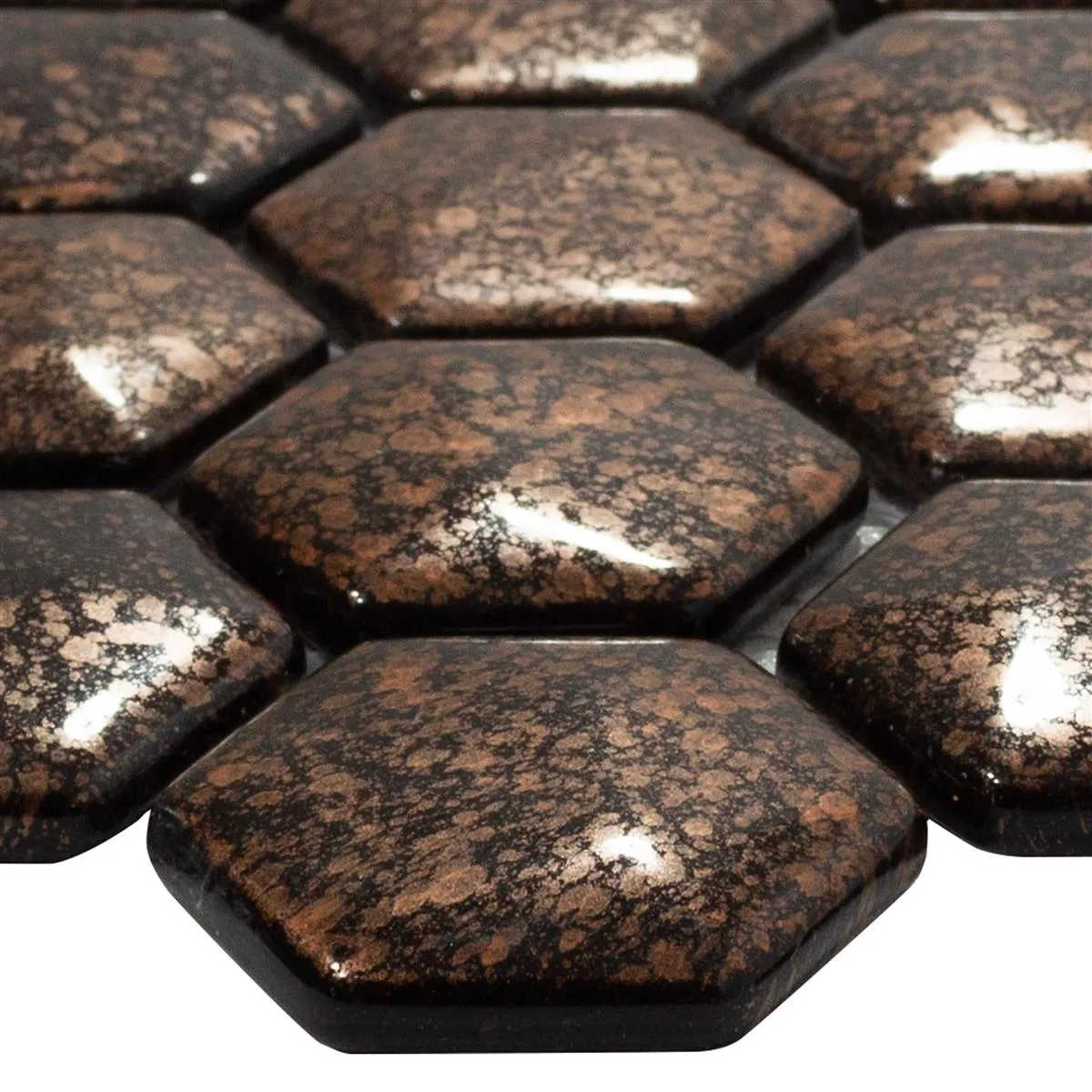 Lasimosaiikki Laatat Leopard Kuusikulmio 3D Pronssi Lasimosaiikki Laatat Leopard Kuusikulmio 3D Pronssi