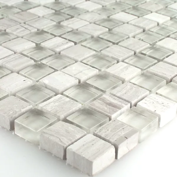 Mosaiikki Laatat Lasi Marmori Harmaa Mix 15x15x8mm