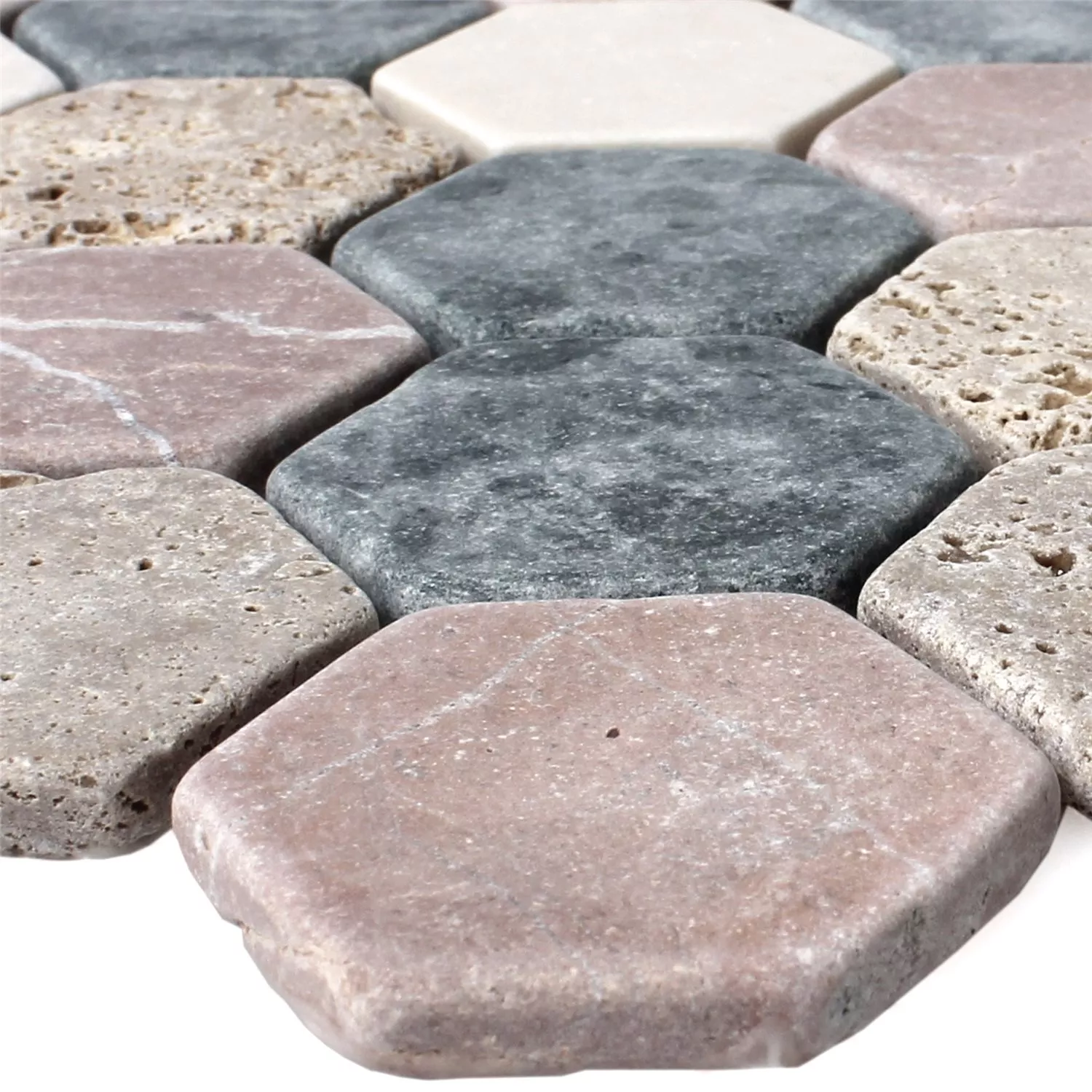Mosaiikki Laatat Marmori Tarsus Kuusikulmio Monivärinen Mosaiikki Laatat Marmori Tarsus Kuusikulmio Monivärinen