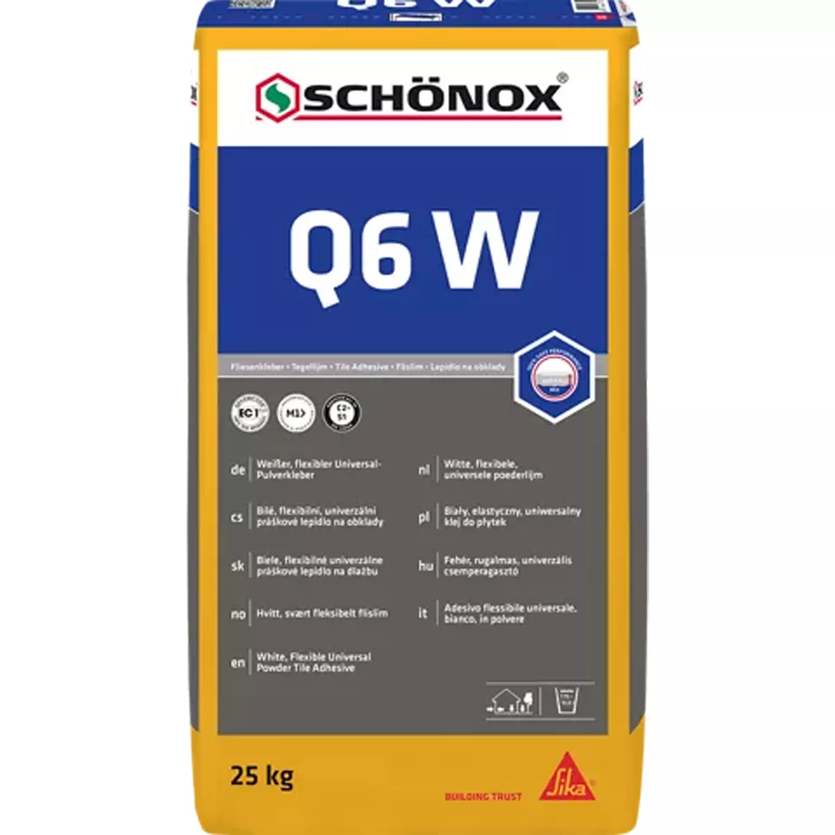 Laattaliima Schönox Q6 W (seinä &amp; lattia) yleisliima (25 kg) (valkoinen)
