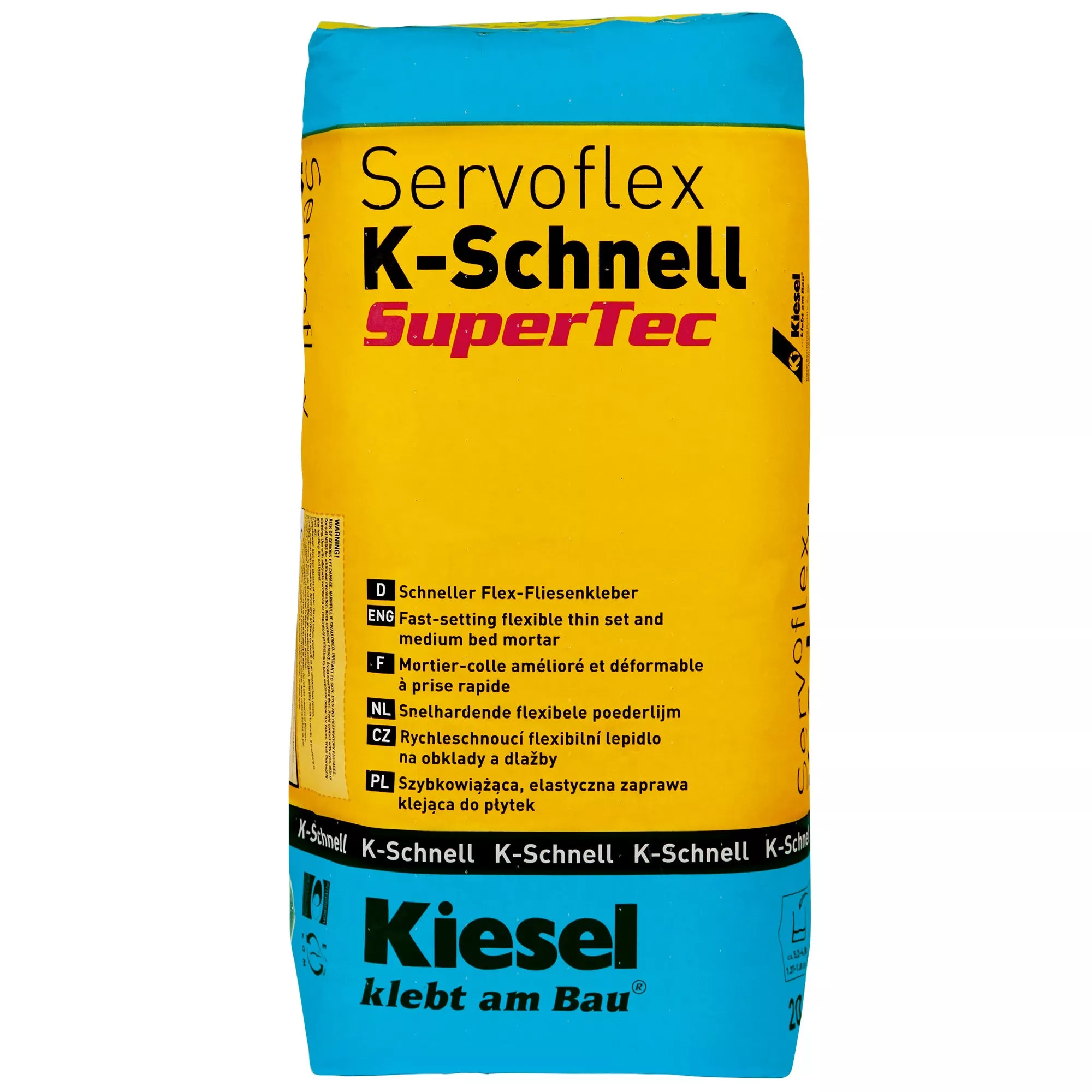 Kiesel Servoflex K-Schnell - suurikokoiset päällysteet, nopea laattaliima (20 kg)