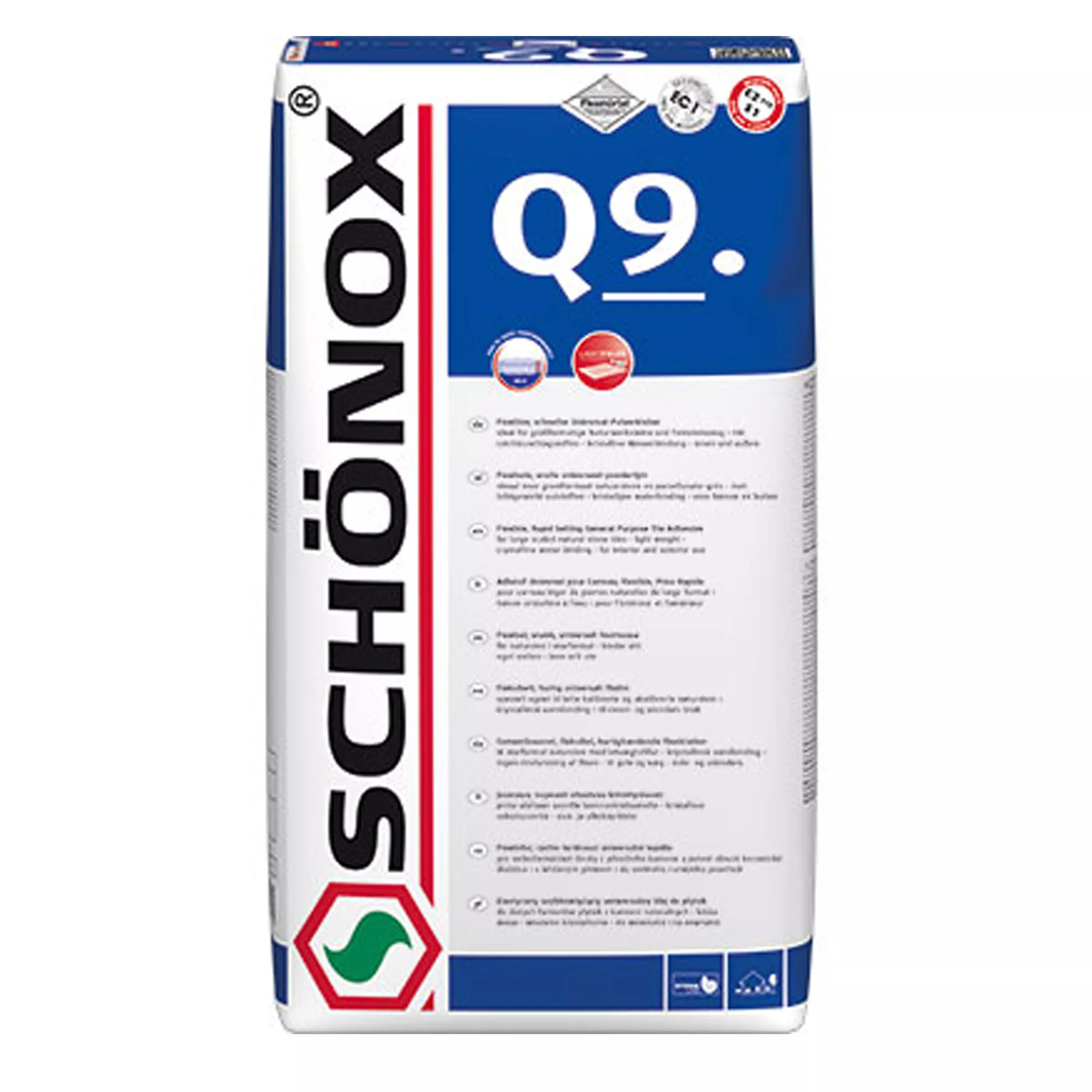 Laattaliima Schönox Q9 Kalibroitu, Kalibroimaton, Marmori, Nauhat, Suurikokoiset levyt (25 kg)