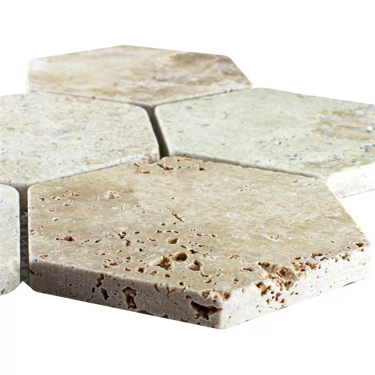Travertiini Luonnonkivi Mosaiikki Laatat Mercado Kuusikulmio Beige Travertiini Luonnonkivi Mosaiikki Laatat Mercado Kuusikulmio Beige