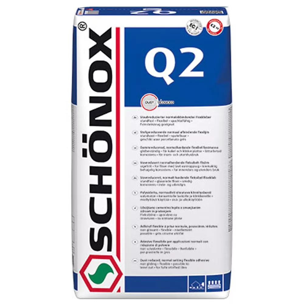 Schönox Q2 joustava liima hieno kivitavara, keraamiset laatat C2TE (25 kg)