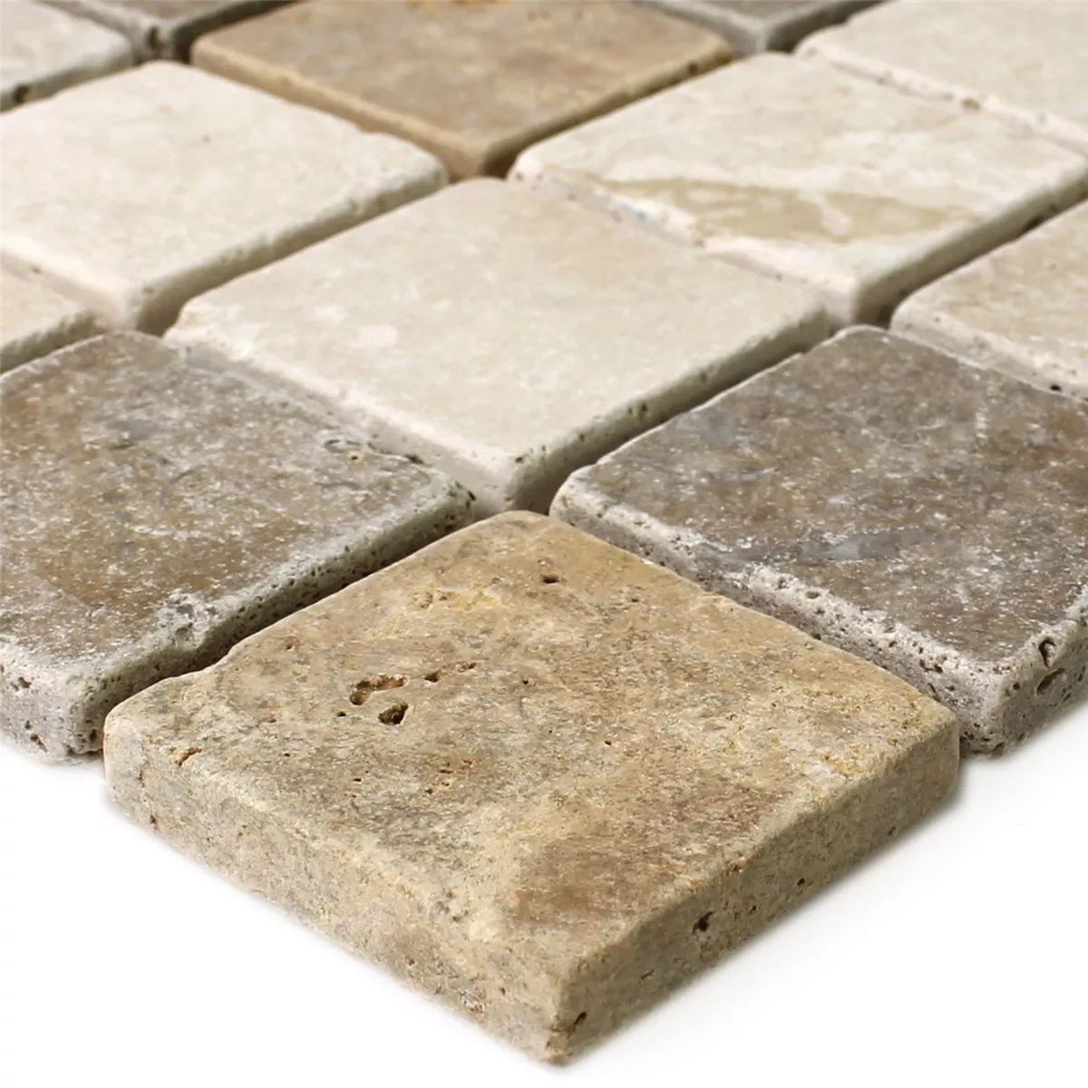 Travertiini Mosaiikki Laatat Dustin Ruskea Beige Punainen Travertiini Mosaiikki Laatat Dustin Ruskea Beige Punainen