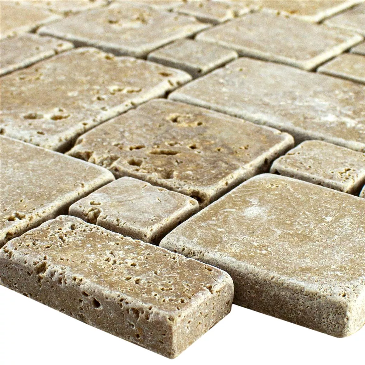 Luonnonkivi Travertiini Mosaiikki Laatat LaGrange Ruskea Luonnonkivi Travertiini Mosaiikki Laatat LaGrange Ruskea