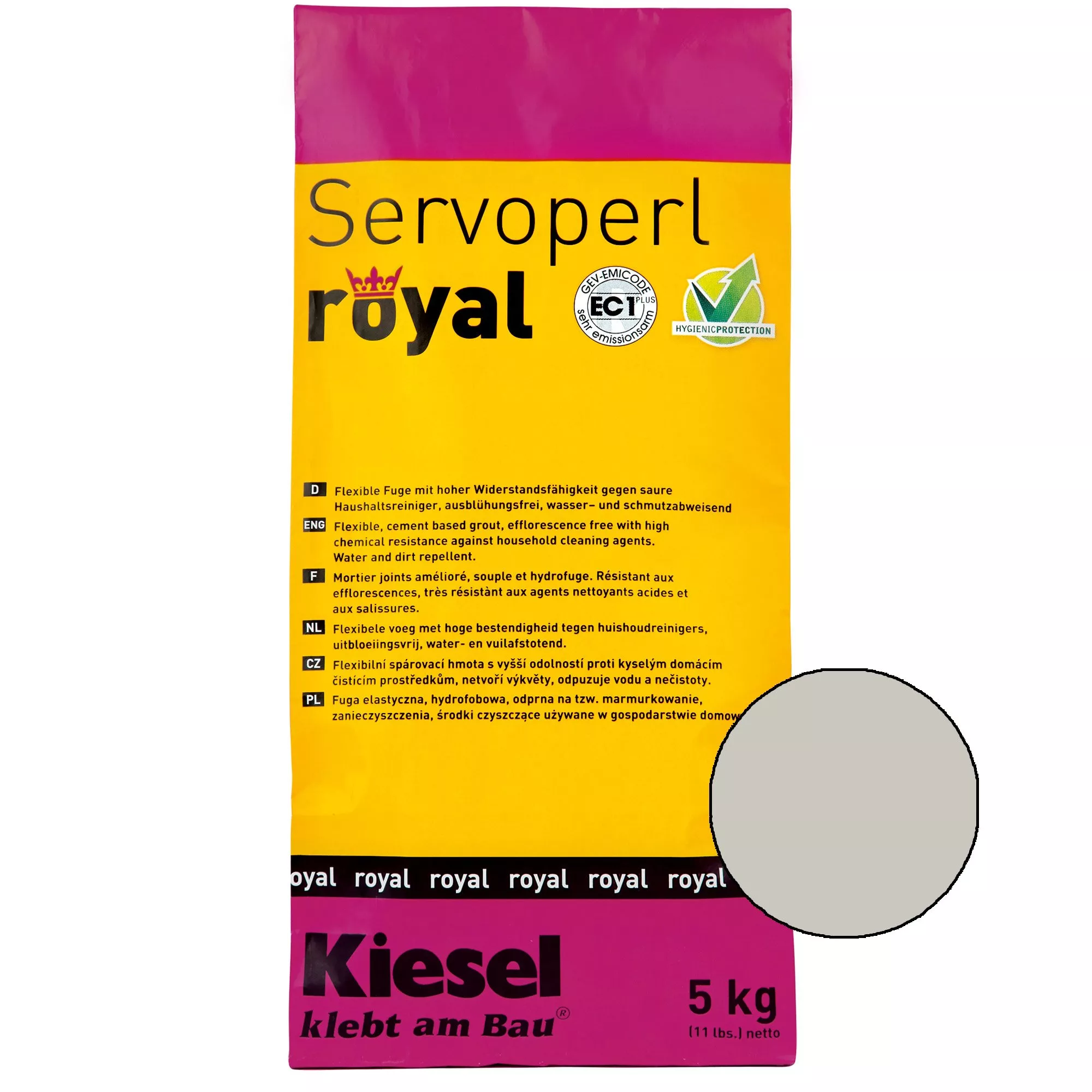 Kiesel Servoperl royal - saumaseos - 5 kg hopeanharmaa