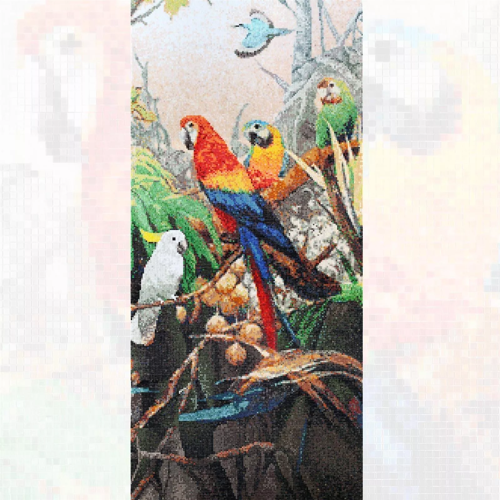 Lasimosaiikki Kuva Parrots 140x240cm