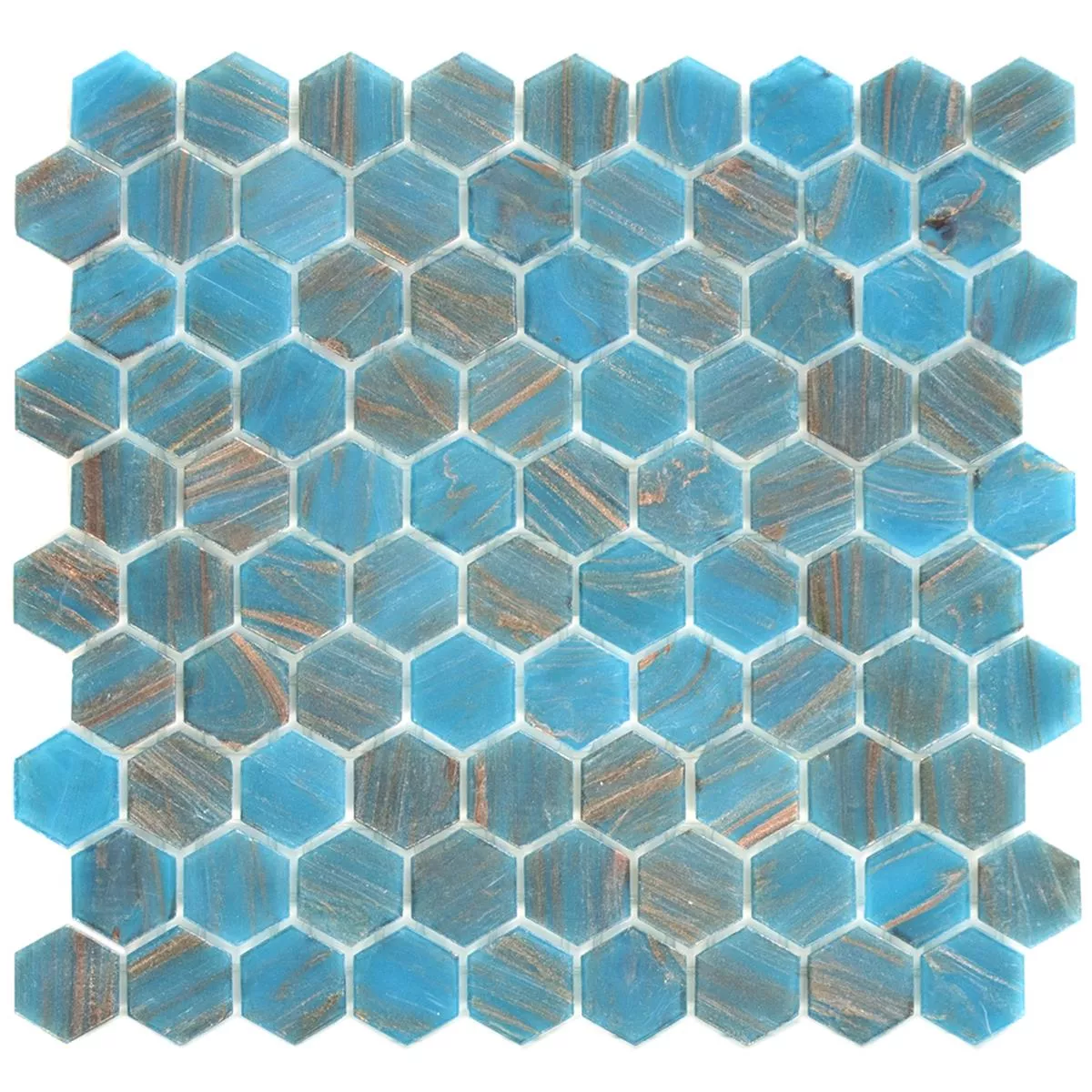 Lasimosaiikki Laatat Trend-Vi Lasi Hexagonal 242 Turkoosi Sininen