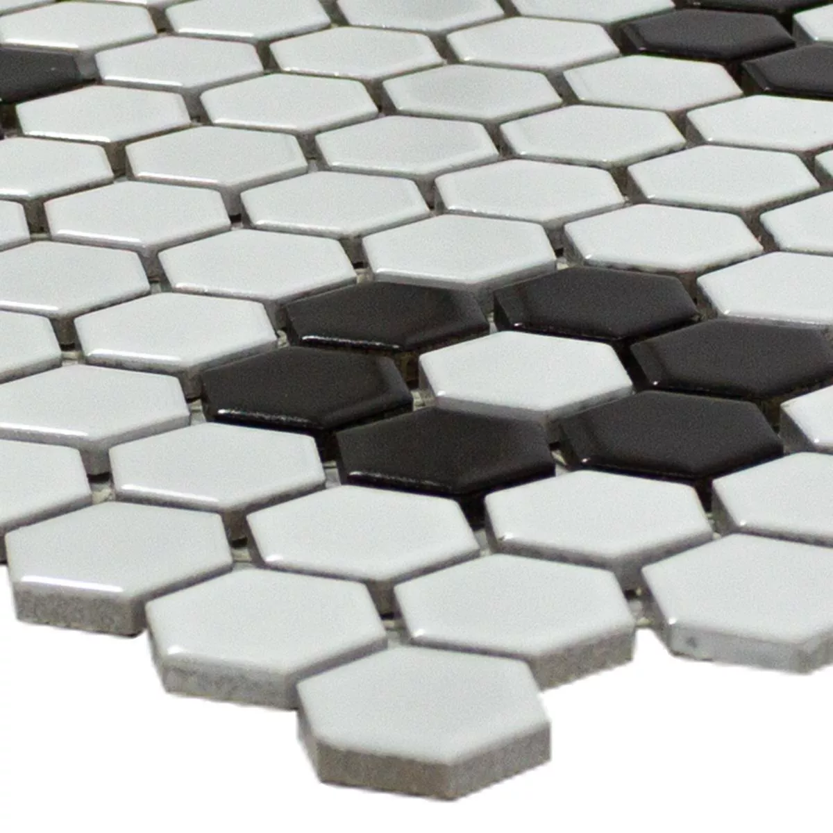 Keramiikka Mosaiikki Laatta Kuusikulmio Osaka Musta Valkoinen Keramiikka Mosaiikki Laatta Kuusikulmio Osaka Musta Valkoinen