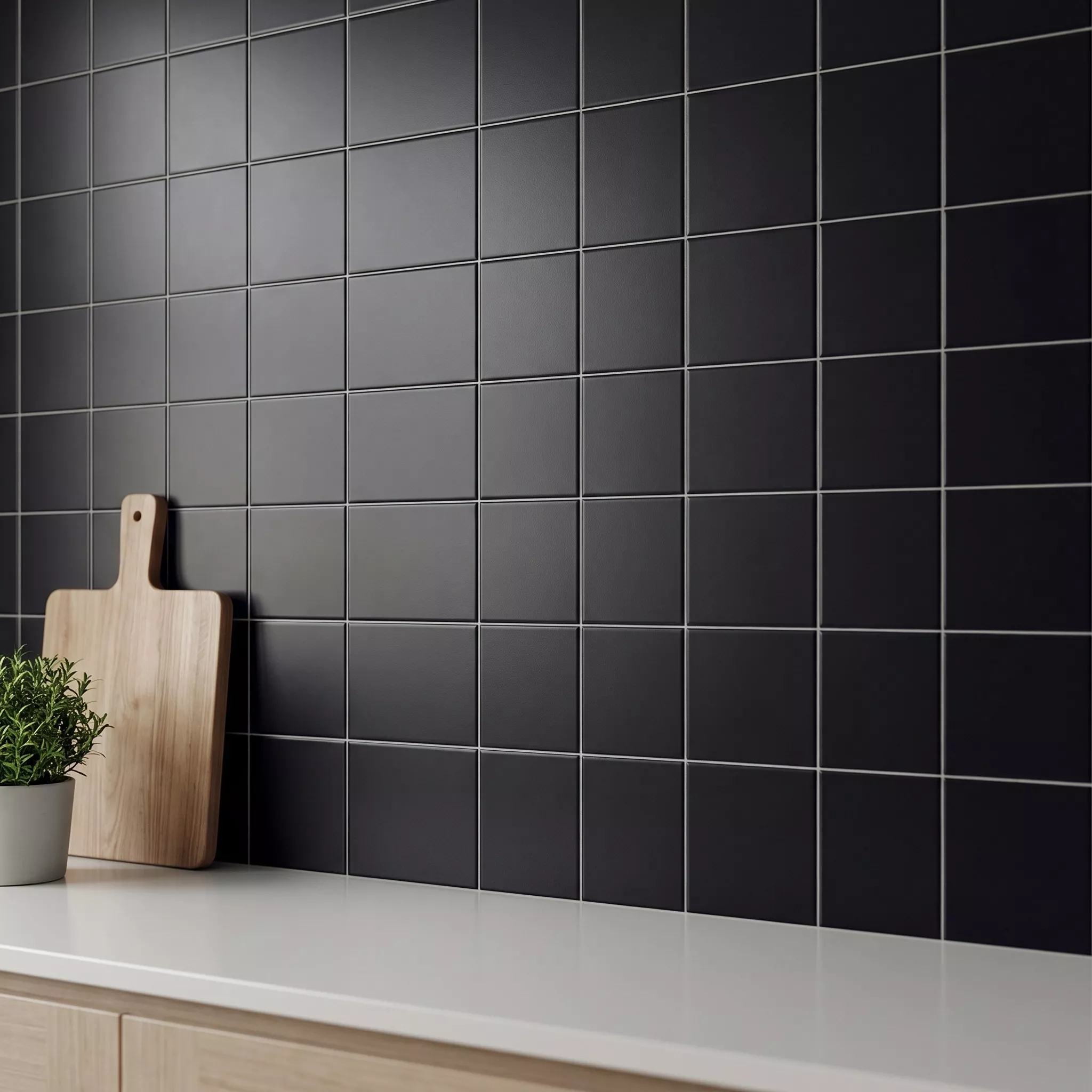 Metro laatta Musta Himmeä 15x15 cm Ilman Fasettia Miona Negro
