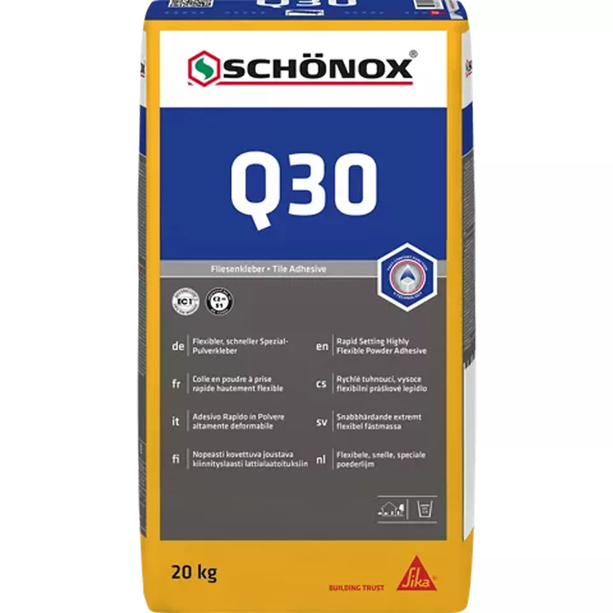Laattojen liima Schönox Q30 Joustava erikoisjauheliima 20 kg