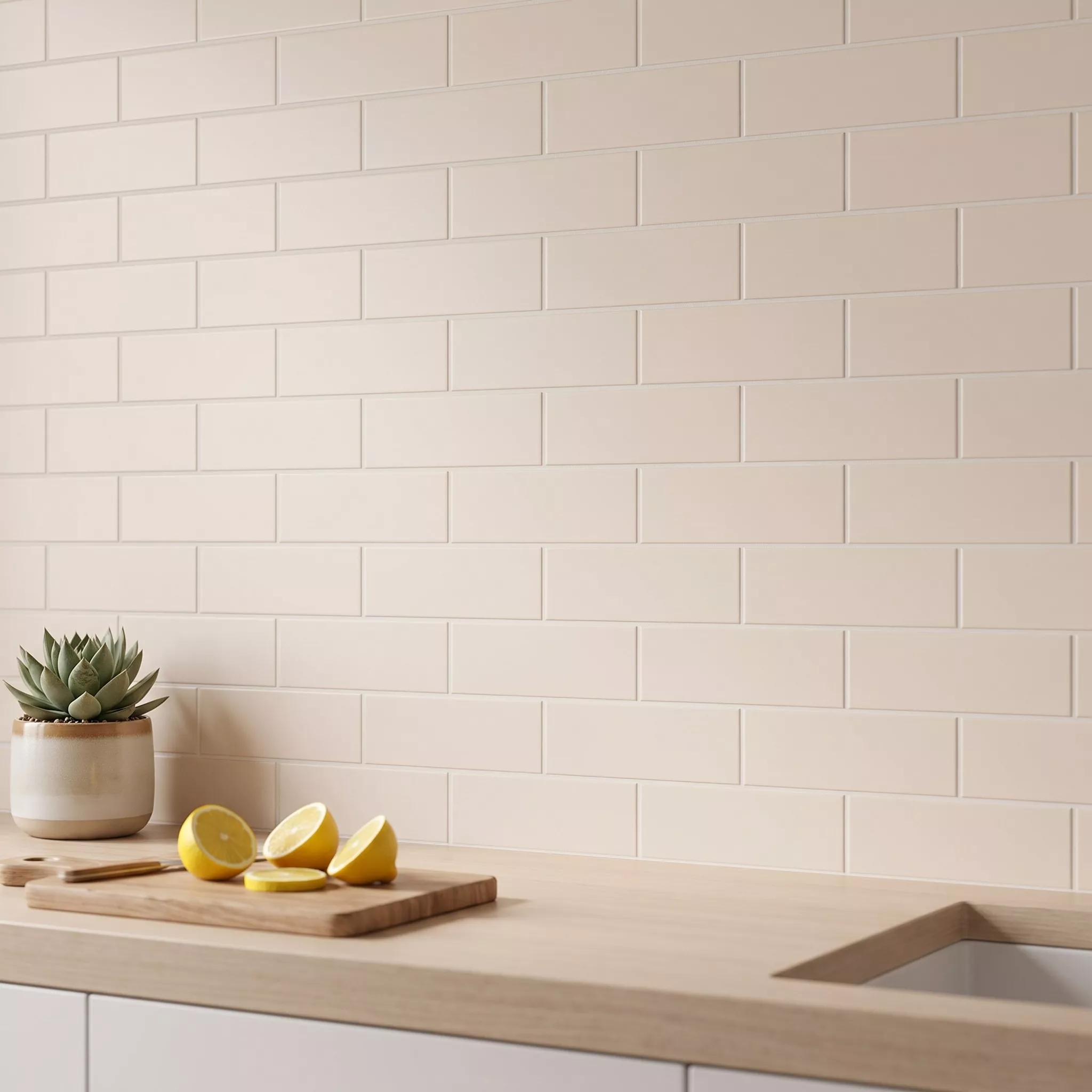 Metro laatta Beige Himmeä 7,5x30 cm Ilman Fasettia Swissland Marfil
