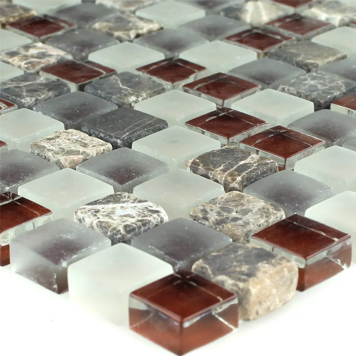 Mosaiikki Laatat Lasi Marmori 15x15x8mm Ruskea