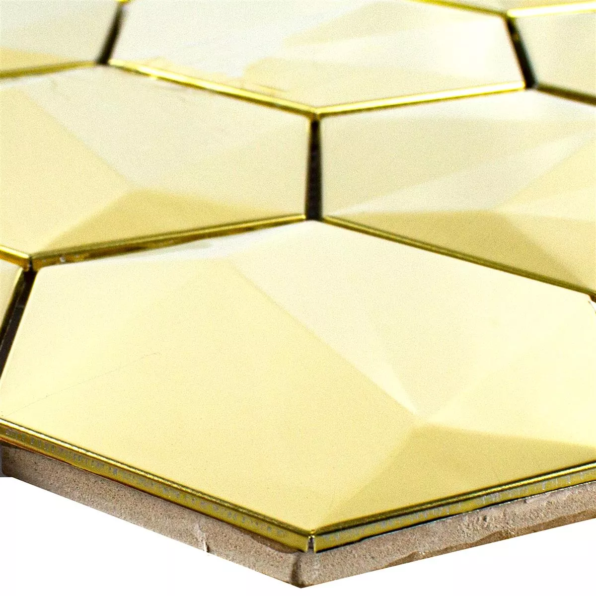 Ruostumaton Teräs Mosaiikki Laatat Durango Kuusikulmio 3D Kulta