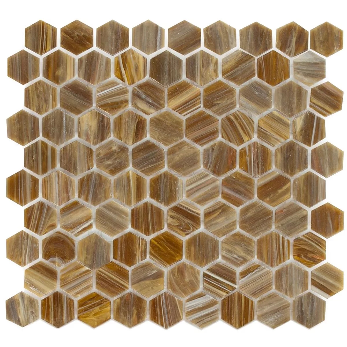 Lasimosaiikki Laatat Trend-Vi Hexagonal 282 Pronssi Ruskea