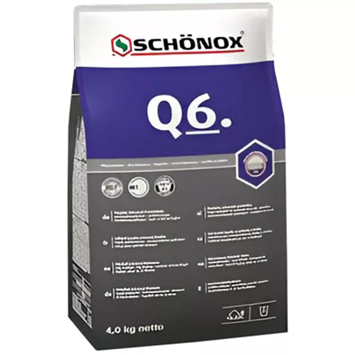Laattojen liima Schönox Q6 yleiskäyttöinen jauheliima 4 kg Laattojen liima Schönox Q6 yleiskäyttöinen jauheliima 4 kg