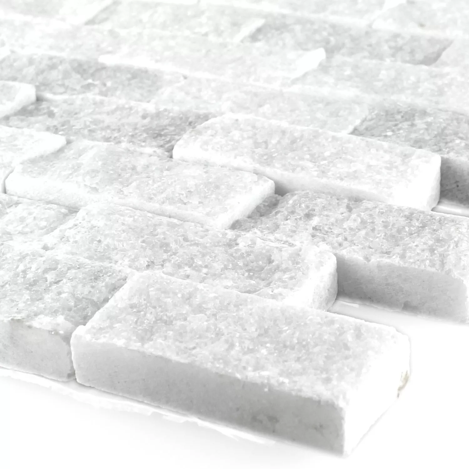 Mosaiikki Laatat Luonnonkivi Marmori Treviso Brick Valkoinen 3D
