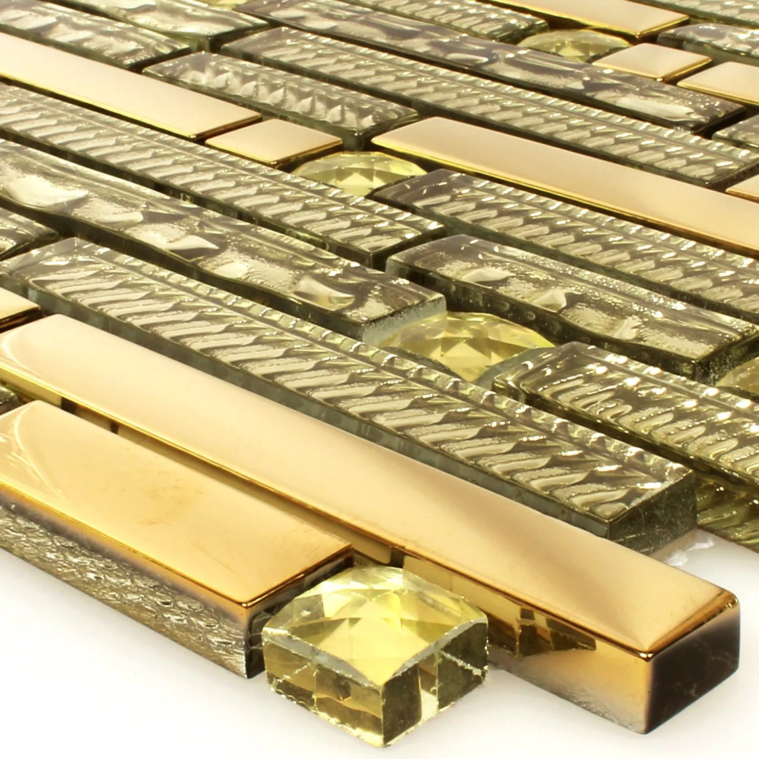 Lasimosaiikki Laatat Jäsennelty Kulta 15x62x8mm Lasimosaiikki Laatat Jäsennelty Kulta 15x62x8mm