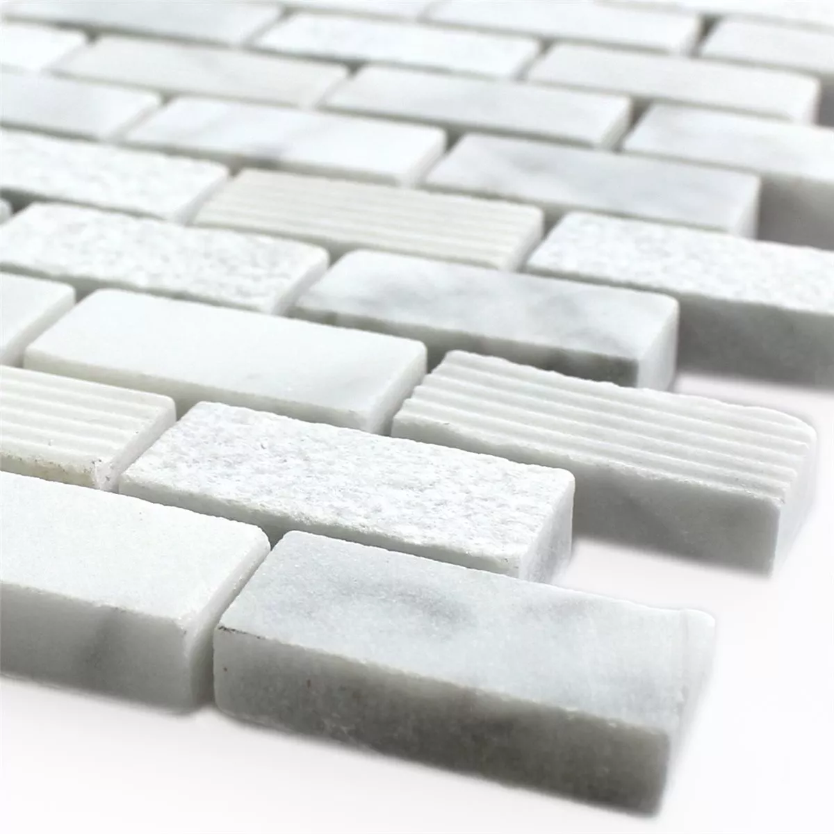 Mosaiikki Laatat Luonnonkivi Carrara Valkoinen 15x30x8mm