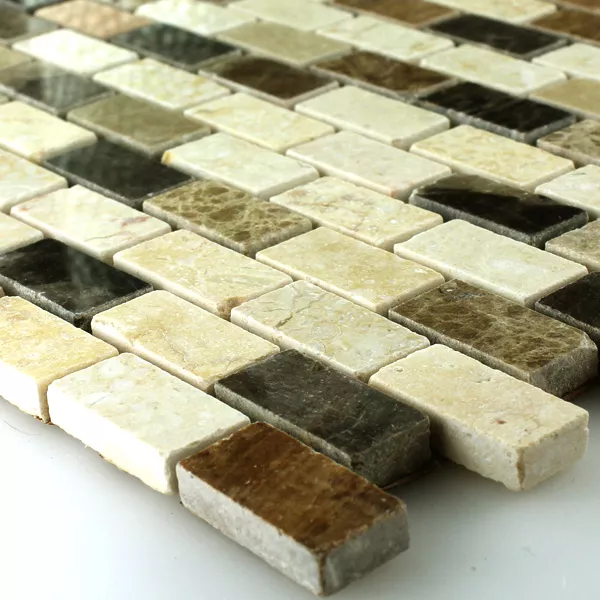 Mosaiikki Laatat Marmori Ruskea Beige Kiiltävä 15x30x7mm