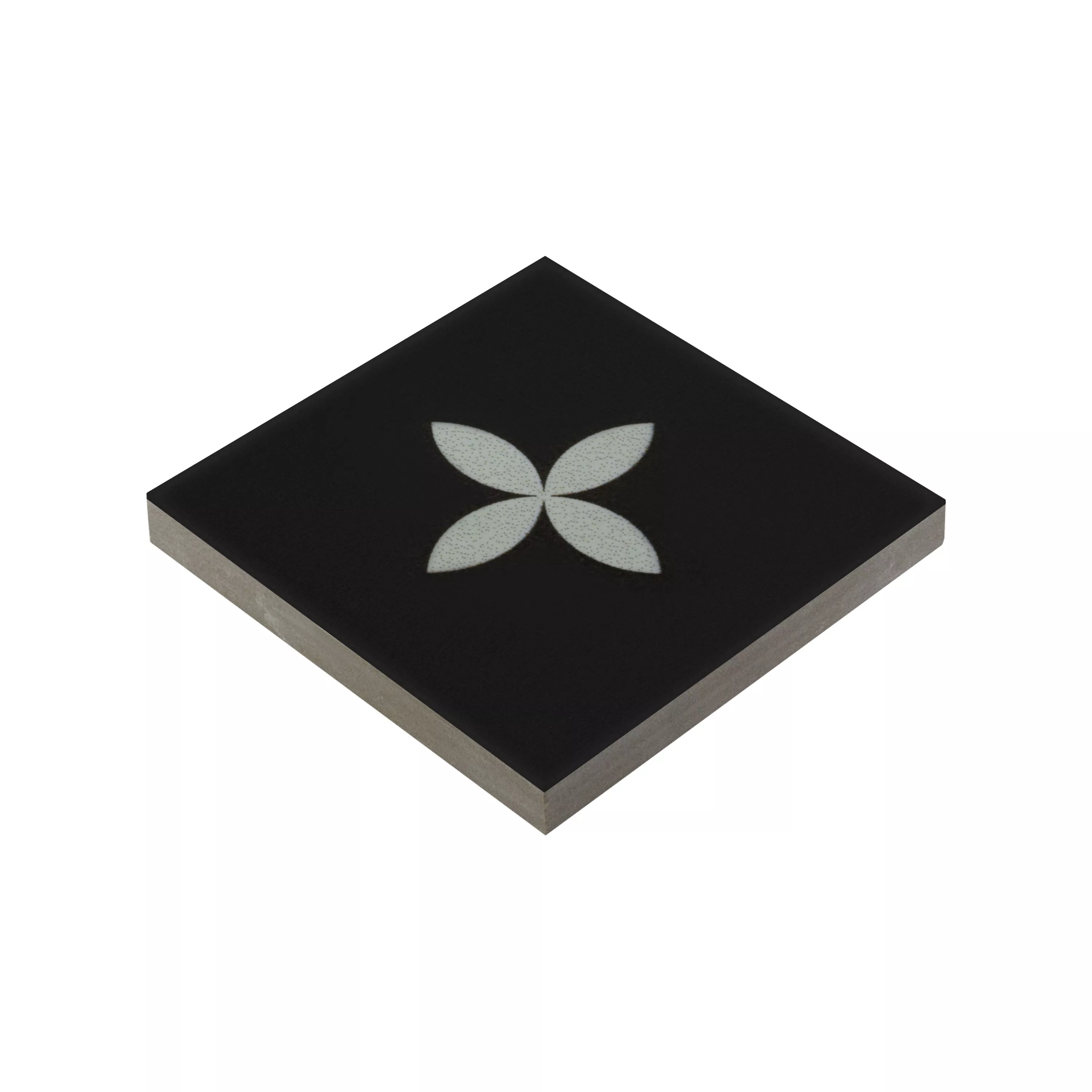 Posliinikivitavarat Laatat Genexia Musta Valkoinen Decor 2 Rosone 4,6x4,6cm